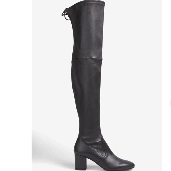 STUART WEITZMAN Genna 60 Leather Thigh Boots Dark Gray Size 7 - Picture 1 of 15